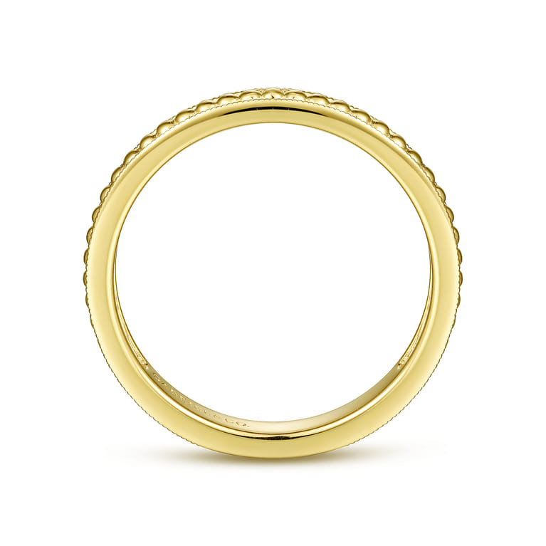 14K Yellow Gold Textured Bujukan Stackable Ring - Shot 2