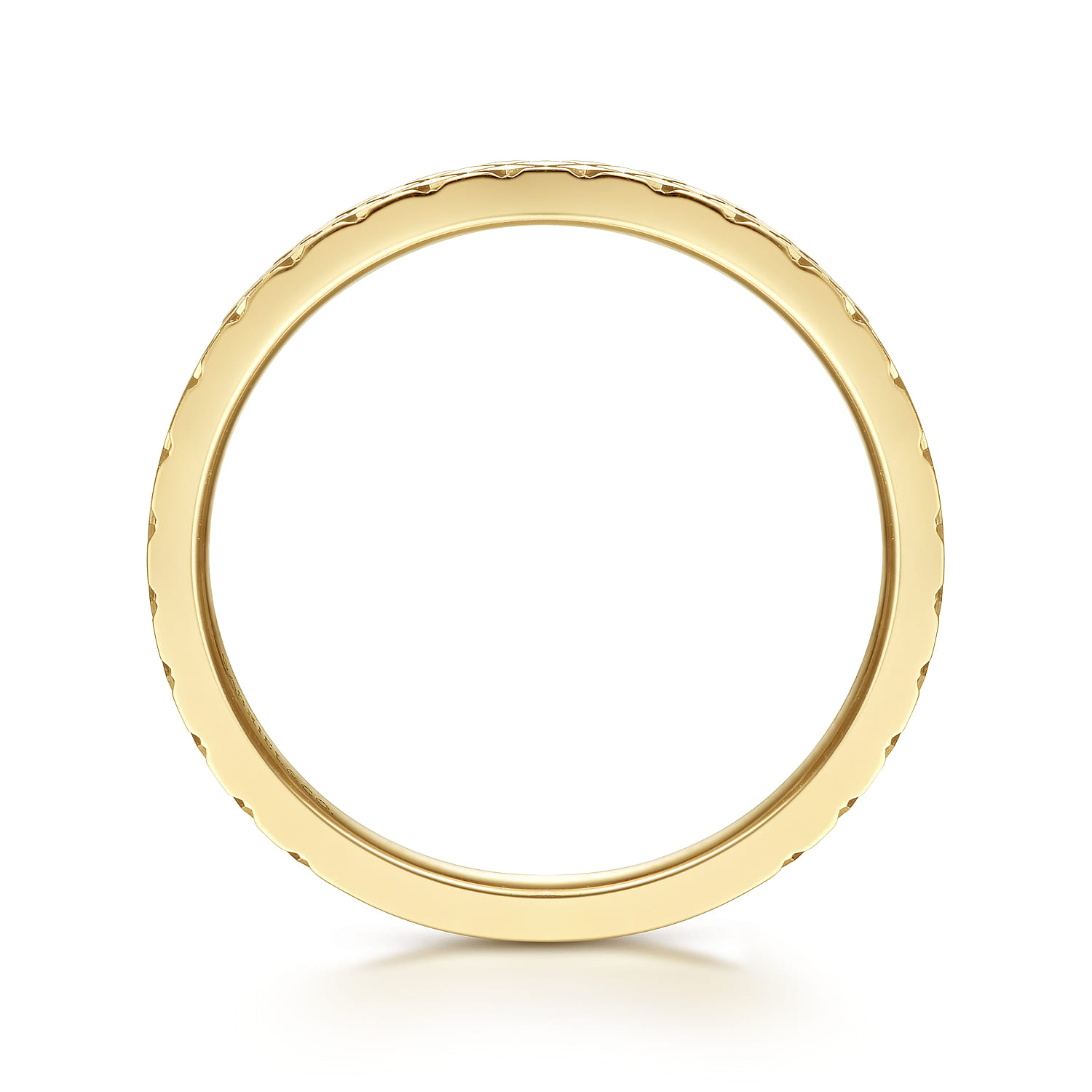 14K Yellow Gold Textured Checkered Stackable Ring - Shot 2