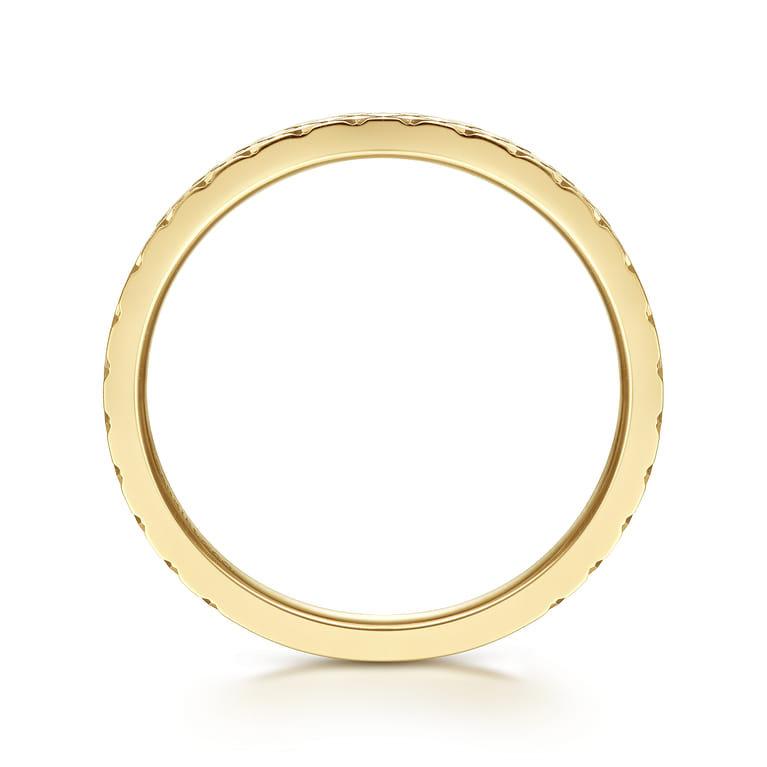 14K Yellow Gold Textured Checkered Stackable Ring - Shot 2