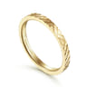 14K Yellow Gold Textured Checkered Stackable Ring
