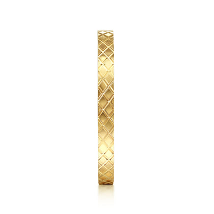 14K Yellow Gold Textured Checkered Stackable Ring