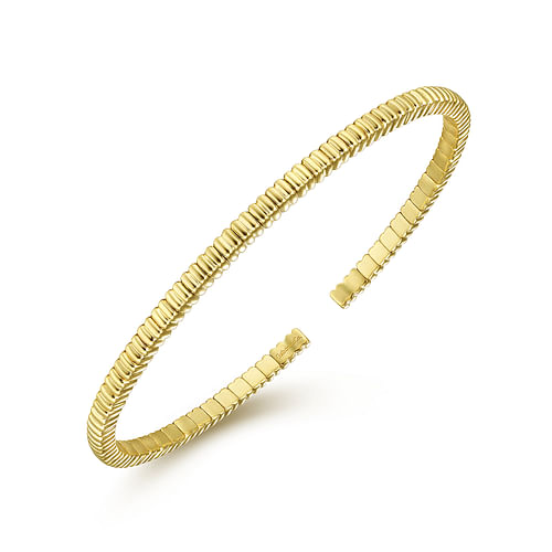 14K Yellow Gold Textured Cuff Bracelet - Shot 2