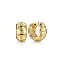 14K Yellow Gold Textured Huggie Earrings