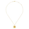 14K Yellow Gold Textured Locket Necklace with Diamond Center - 0.02 ct