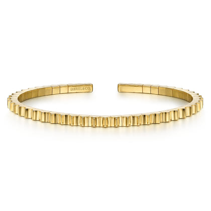 14K Yellow Gold Textured Open Bangle