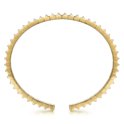 14K Yellow Gold Textured Open Bangle