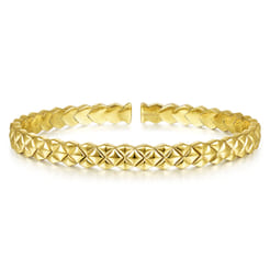 14K Yellow Gold Textured Open Cuff Bracelet