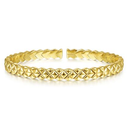 14K Yellow Gold Textured Open Cuff Bracelet