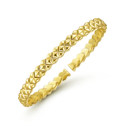 14K Yellow Gold Textured Open Cuff Bracelet
