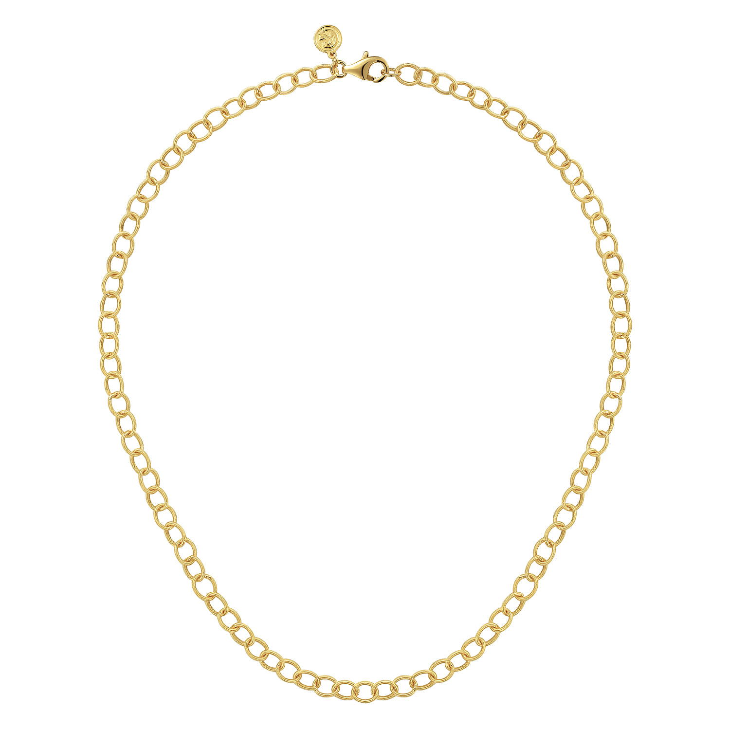 14K Yellow Gold Textured Oval Link Chain Necklace - Shot 2