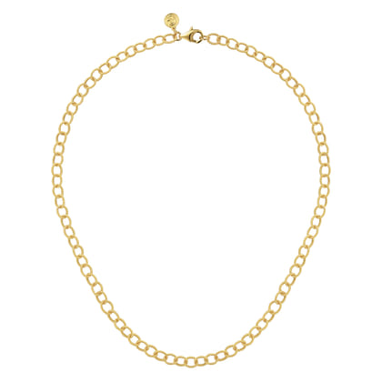 14K Yellow Gold Textured Oval Link Chain Necklace
