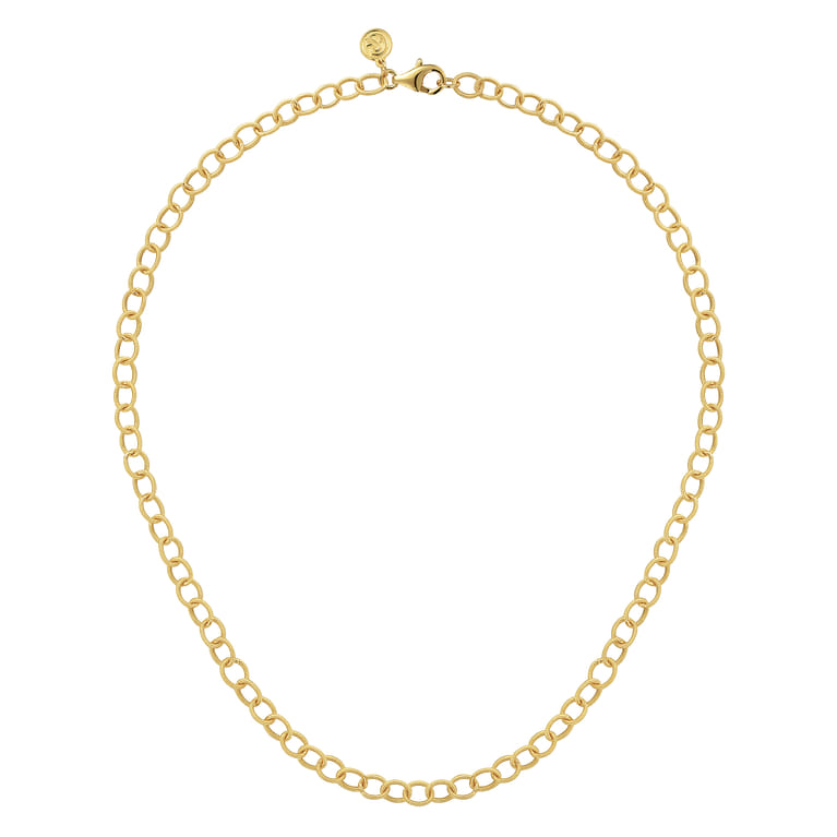 14K Yellow Gold Textured Oval Link Chain Necklace - Shot 2
