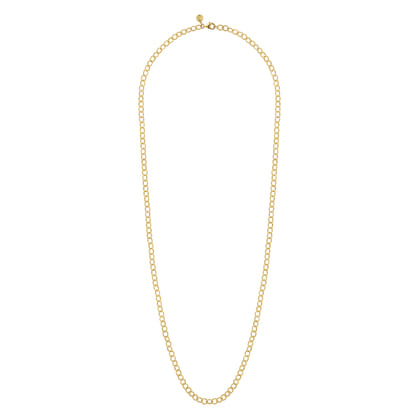 14K Yellow Gold Textured Oval Link Chain Necklace