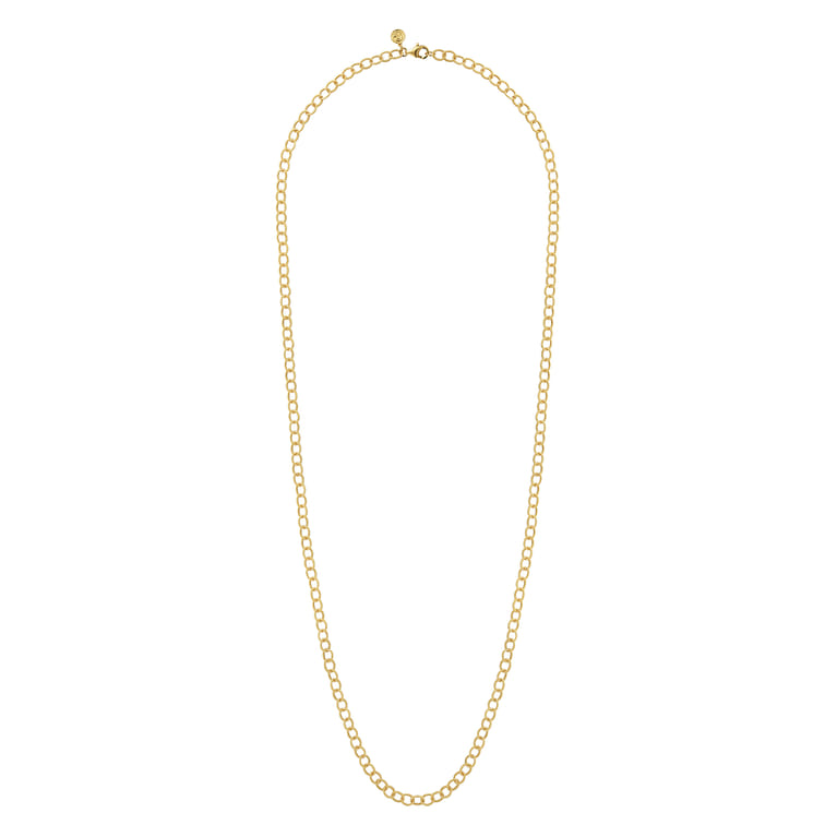 14K Yellow Gold Textured Oval Link Chain Necklace - Shot 2