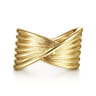 14K Yellow Gold Textured Rows Twist Ring