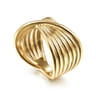 14K Yellow Gold Textured Rows Twist Ring