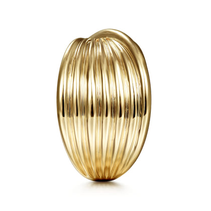 14K Yellow Gold Textured Rows Twist Ring