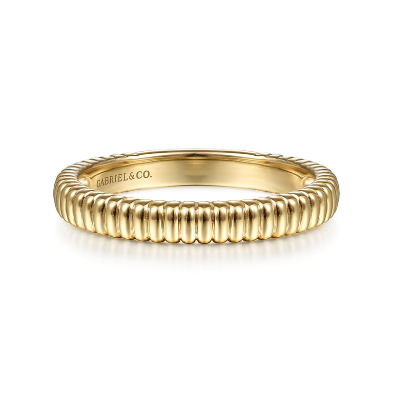 14K Yellow Gold Textured Stackable Ring - Shot 1