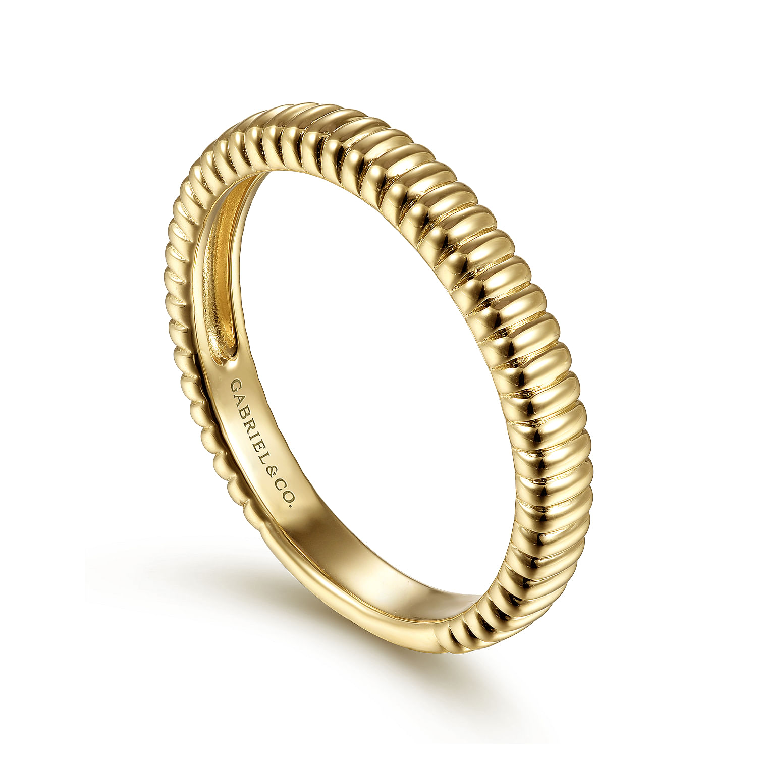 14K Yellow Gold Textured Stackable Ring - Shot 3