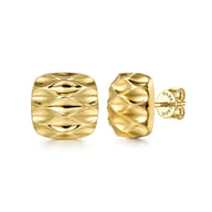 14K Yellow Gold Textured Stud Earrings