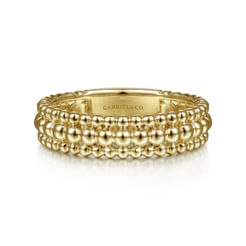 14K Yellow Gold Three Row Bujukan Bead Ring