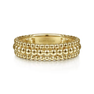 14K Yellow Gold Three Row Bujukan Bead Ring