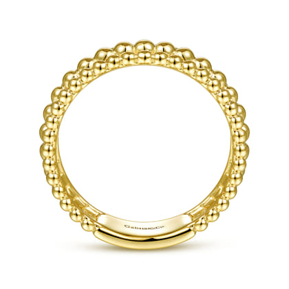 14K Yellow Gold Three Row Bujukan Bead Ring