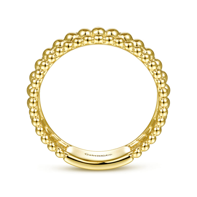 14K Yellow Gold Three Row Bujukan Bead Ring - Shot 2