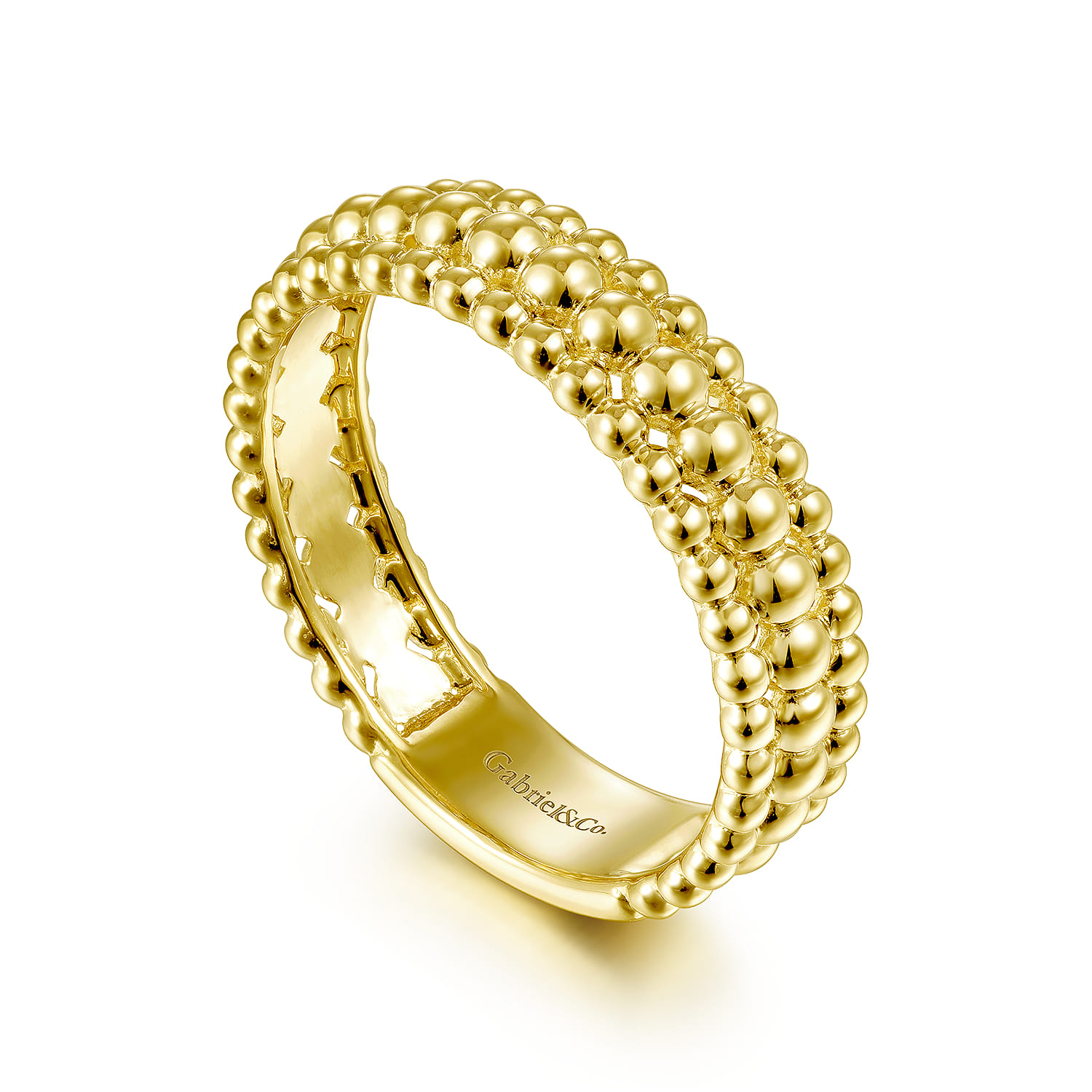 14K Yellow Gold Three Row Bujukan Bead Ring - Shot 3