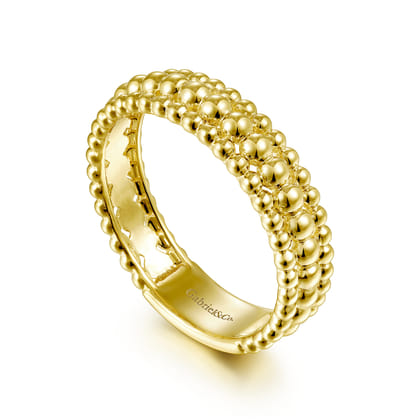 14K Yellow Gold Three Row Bujukan Bead Ring
