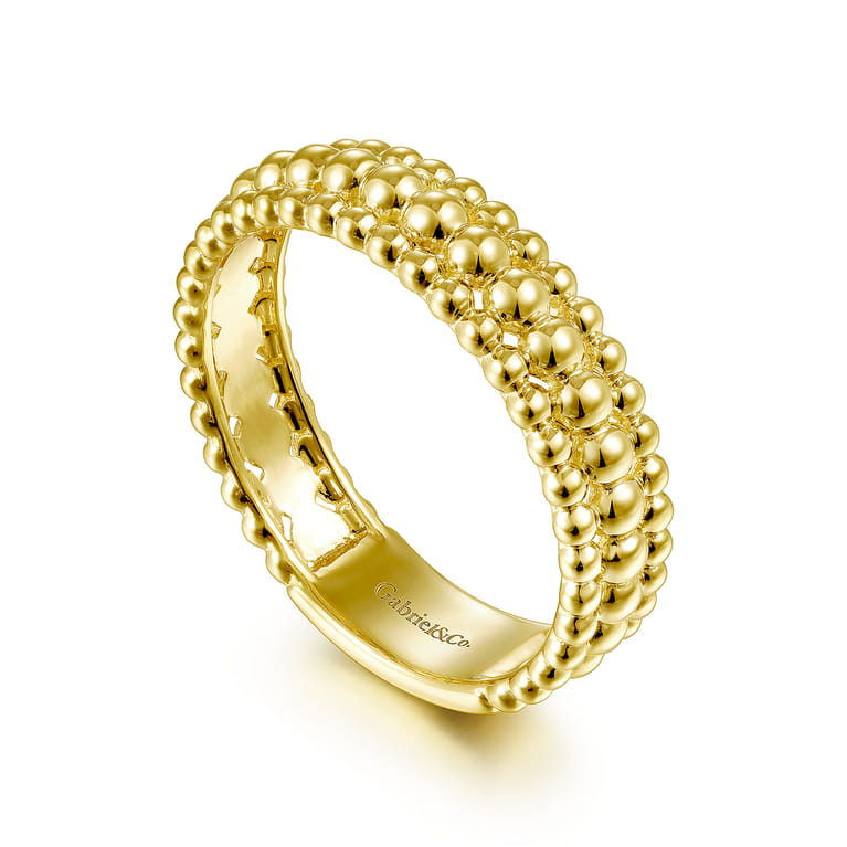 14K Yellow Gold Three Row Bujukan Bead Ring - Shot 3