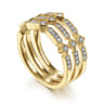 14K Yellow Gold Three Row Diamond Ring - 0.25 ct