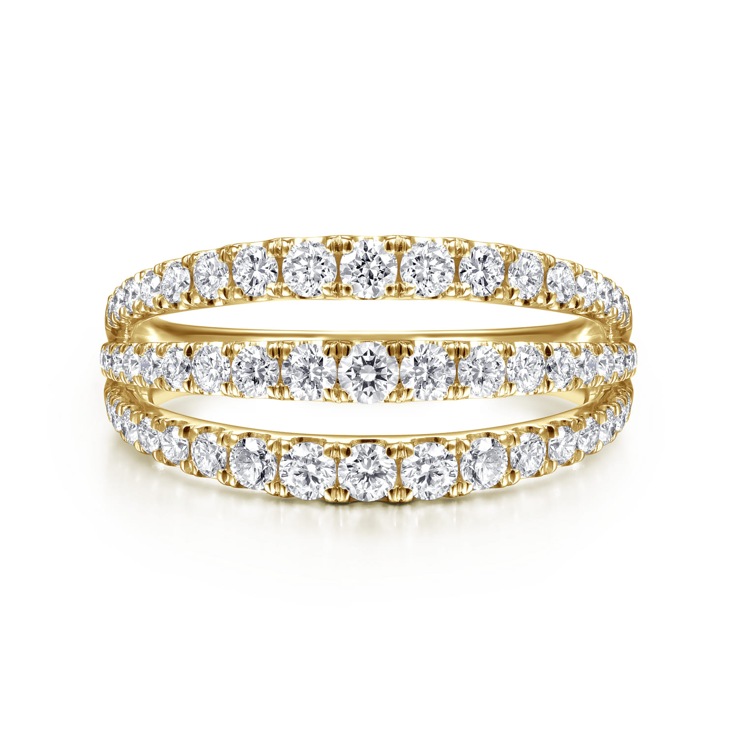 14K Yellow Gold Three Row Diamond Ring - 1 ct - Shot 1