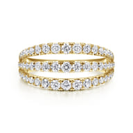 14K Yellow Gold Three Row Diamond Ring