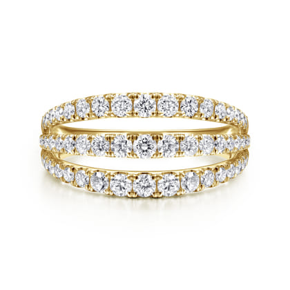 14K Yellow Gold Three Row Diamond Ring