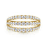14K Yellow Gold Three Row Diamond Ring - 1 ct