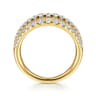 14K Yellow Gold Three Row Diamond Ring - 1 ct