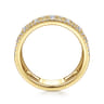 14K Yellow Gold Three Row Diamond Station Ring - 0.5 ct
