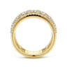 14K Yellow Gold Three Row Diamond Wide Band Ring - 1.15 ct