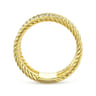 14K Yellow Gold Three Row Twisted Rope and Diamond Band Open Ring - 0.24 ct