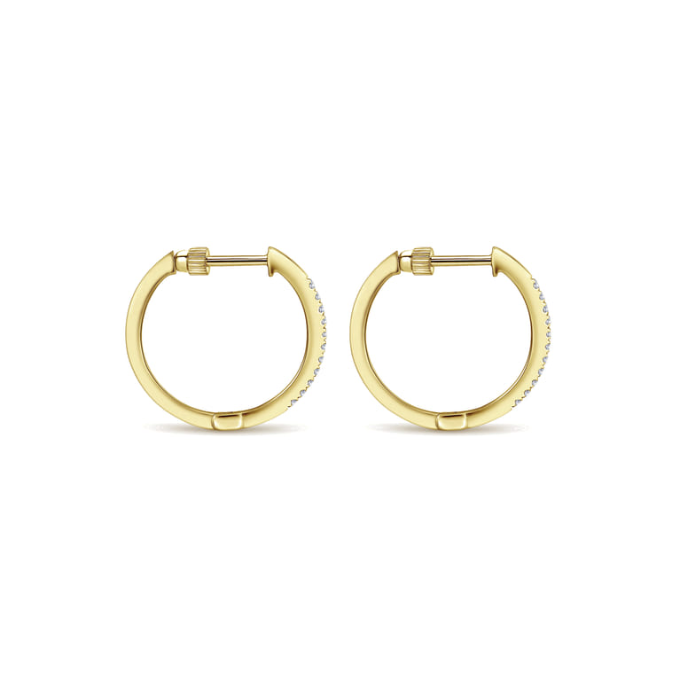 14K Yellow Gold Tiger Claw Set Diamond 15mm Round Huggie Earrings - 0.2 ct - Shot 2