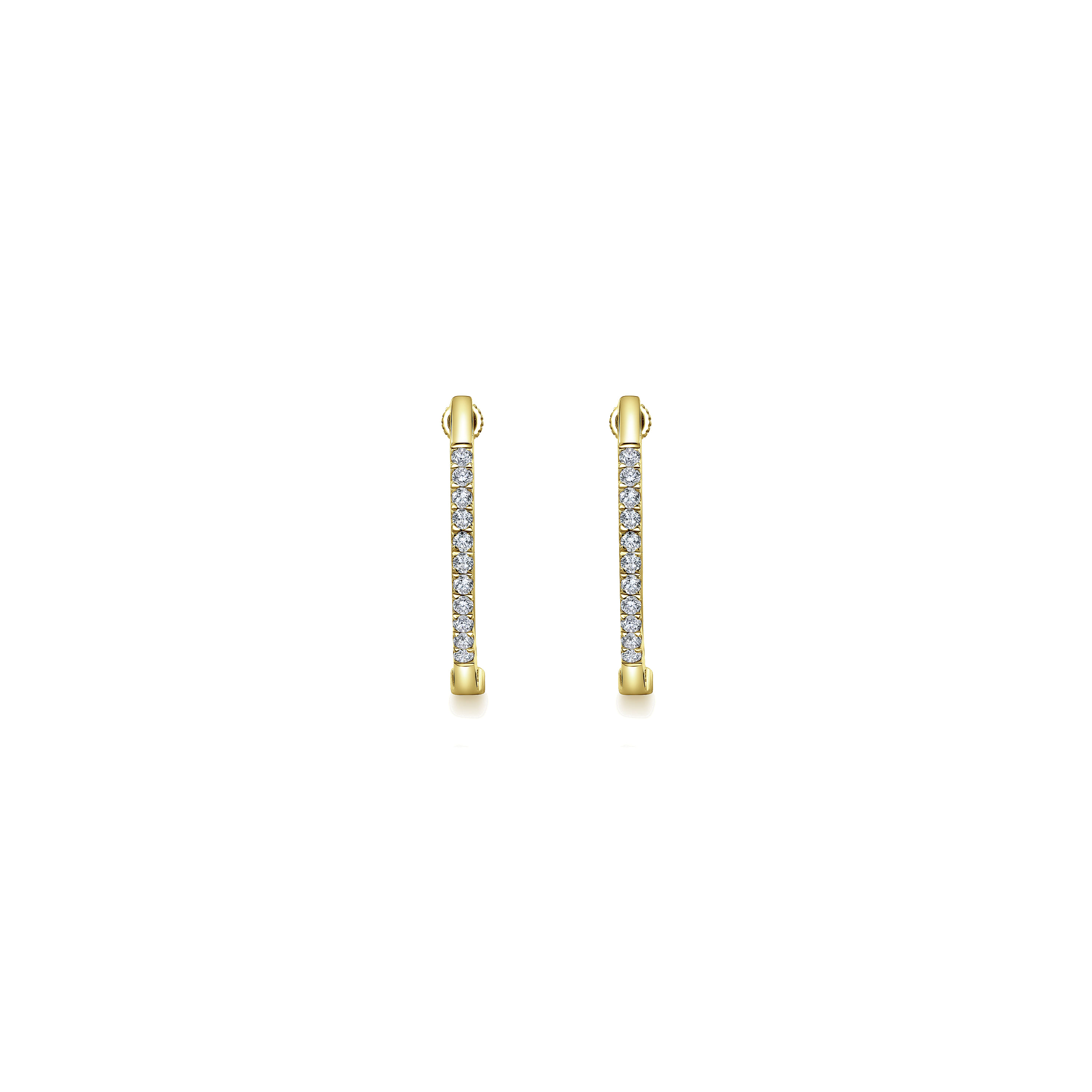 14K Yellow Gold Tiger Claw Set Diamond 15mm Round Huggie Earrings - 0.2 ct - Shot 3