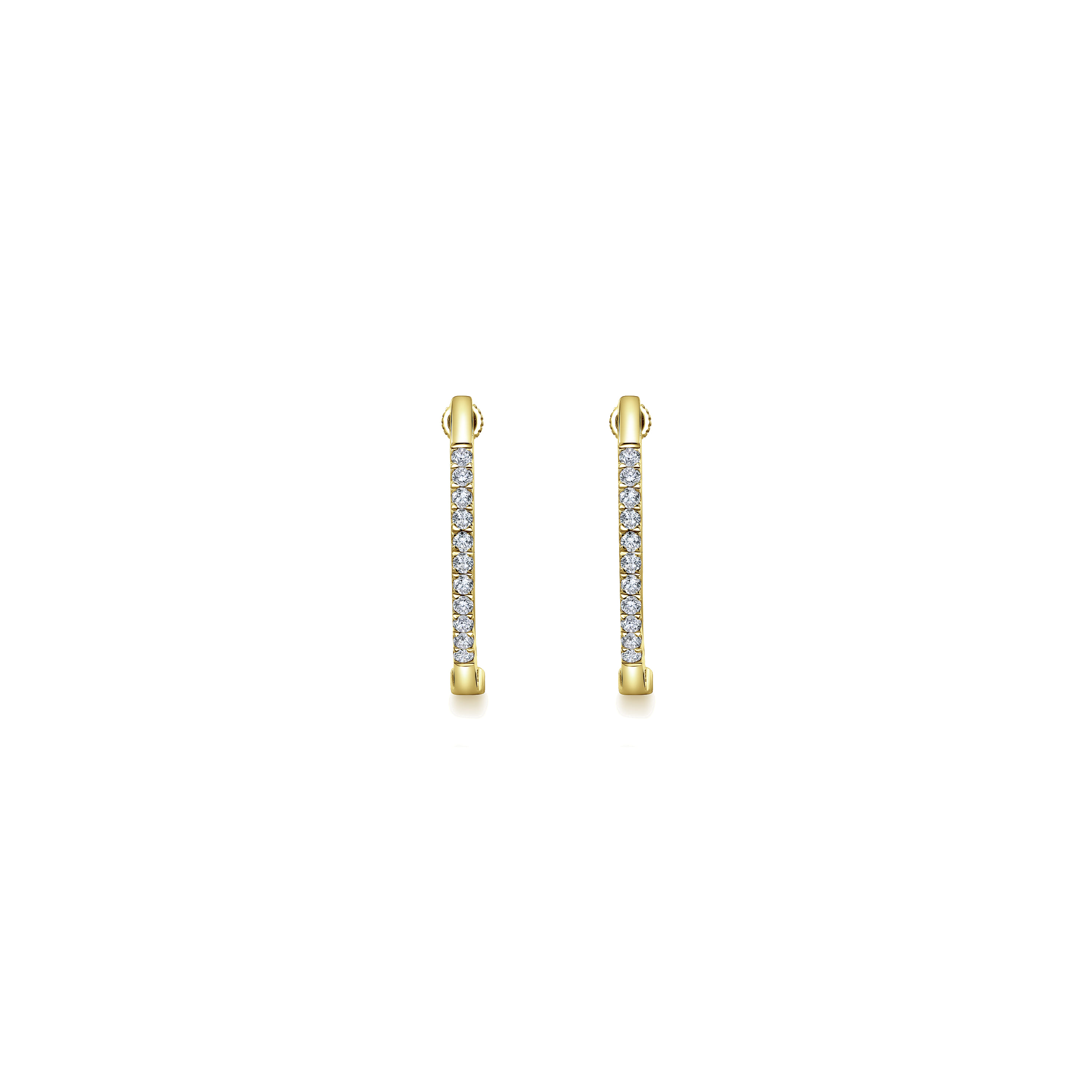 14K Yellow Gold Tiger Claw Set Diamond 15mm Round Huggie Earrings - 0.2 ct - Shot 3
