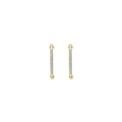14K Yellow Gold Tiger Claw Set Diamond 15mm Round Huggie Earrings