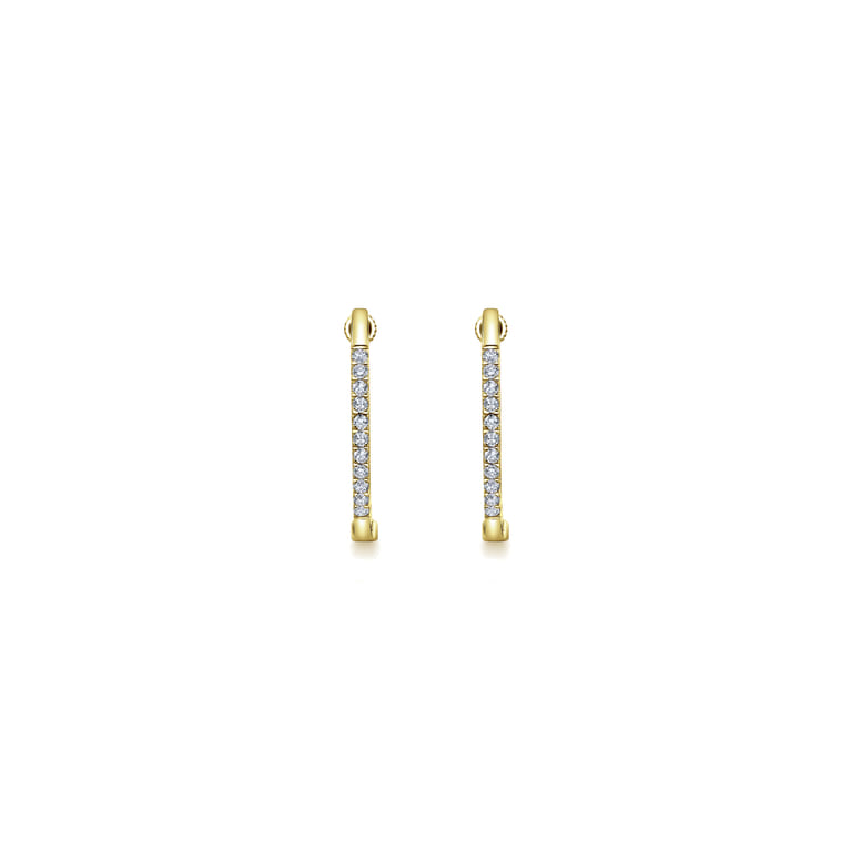 14K Yellow Gold Tiger Claw Set Diamond 15mm Round Huggie Earrings - 0.2 ct - Shot 3