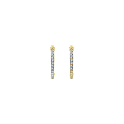 14K Yellow Gold Tiger Claw Set Diamond 15mm Round Huggie Earrings
