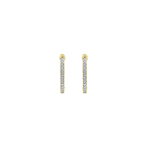 14K Yellow Gold Tiger Claw Set Diamond 15mm Round Huggie Earrings - 0.5 ct - Shot 3