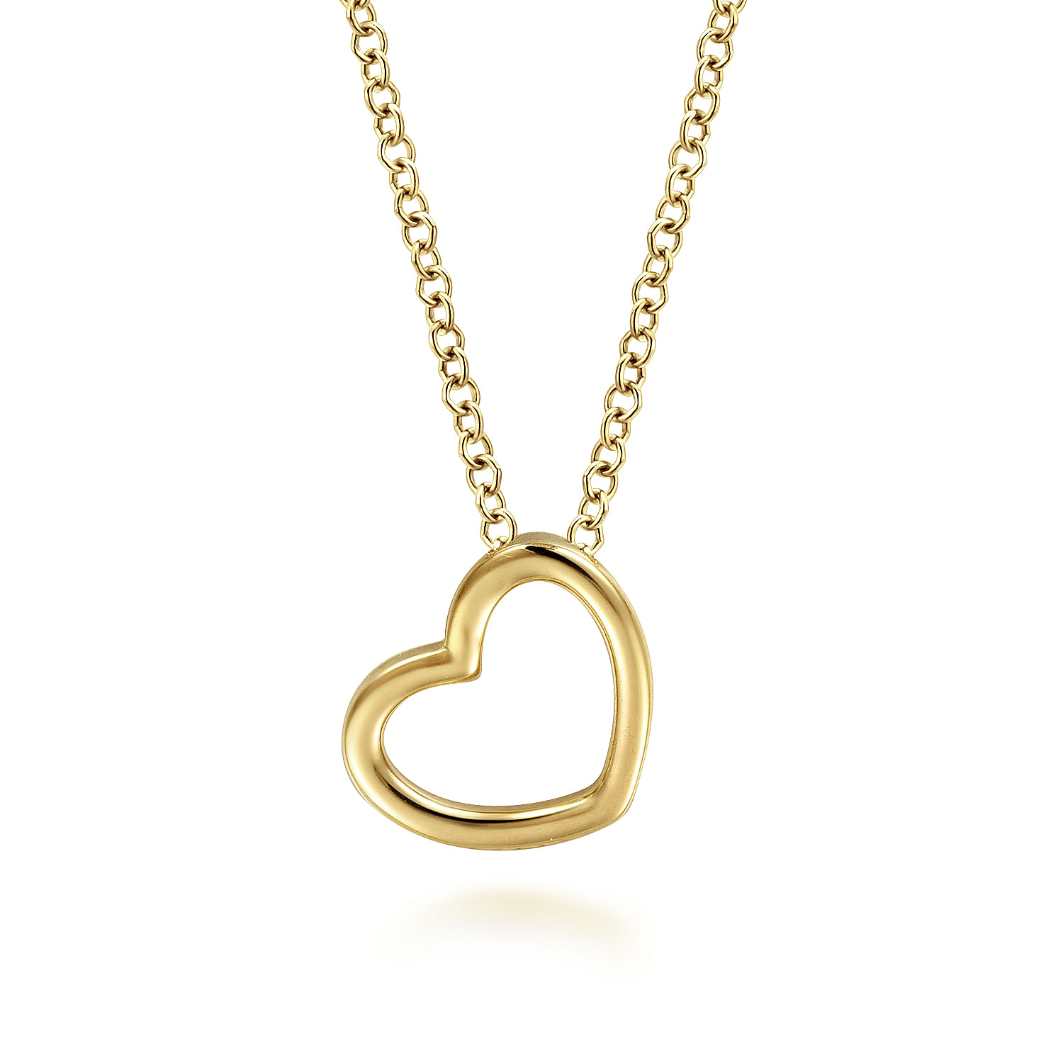 14K Yellow Gold Tilted Heart Pendant Necklace | Shop 14k Yellow