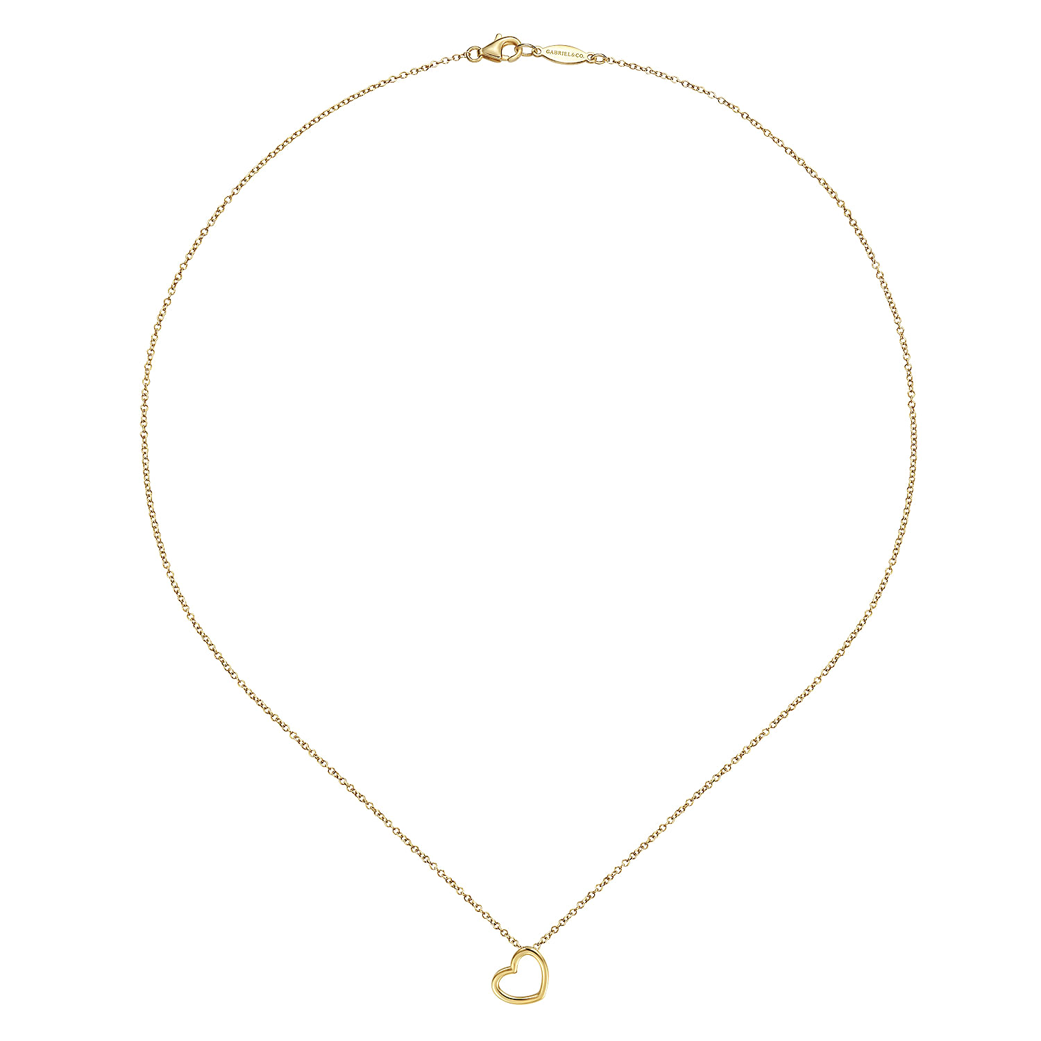 14K Yellow Gold Tilted Heart Pendant Necklace