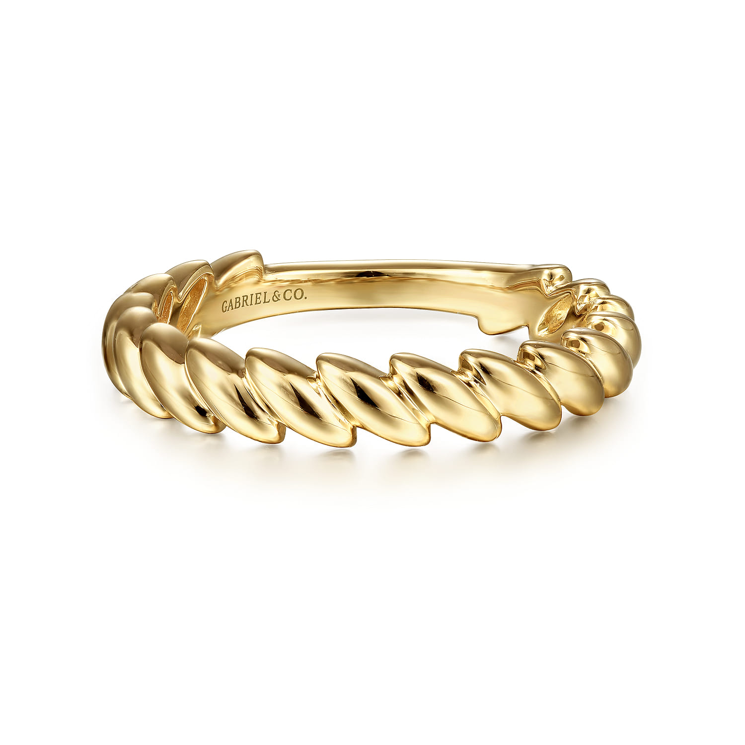 14K Yellow Gold Tilted Leaf Ring - Shot 1